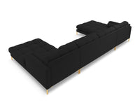 Cosmopolitan Design - Divano panoramico "Bali" 7 posti in tessuto strutturato nero 