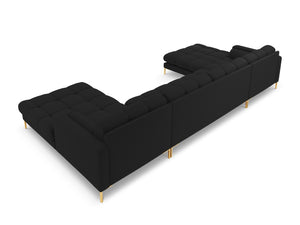 Cosmopolitan Design - Divano panoramico "Bali" 7 posti in tessuto strutturato nero 