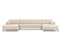 Cosmopolitan Design - Divano panoramico "Bali" 7 posti in tessuto strutturato beige chiaro 