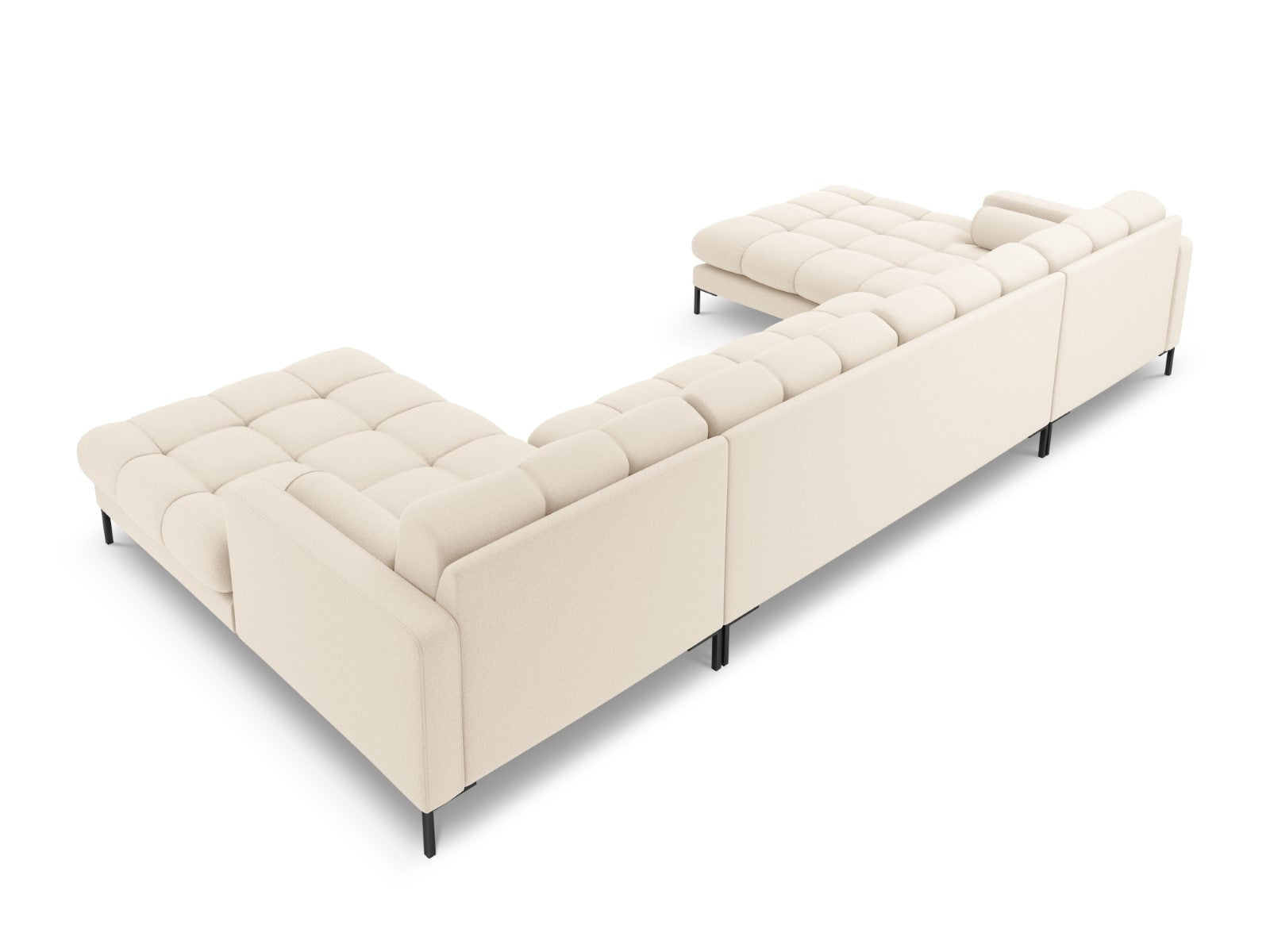 Cosmopolitan Design - Divano panoramico "Bali" 7 posti in tessuto strutturato beige chiaro 
