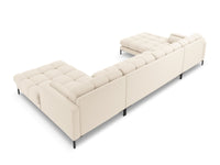 Cosmopolitan Design - Divano panoramico "Bali" 7 posti in tessuto strutturato beige chiaro 