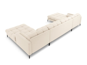 Cosmopolitan Design - Divano panoramico "Bali" 7 posti in tessuto strutturato beige chiaro 