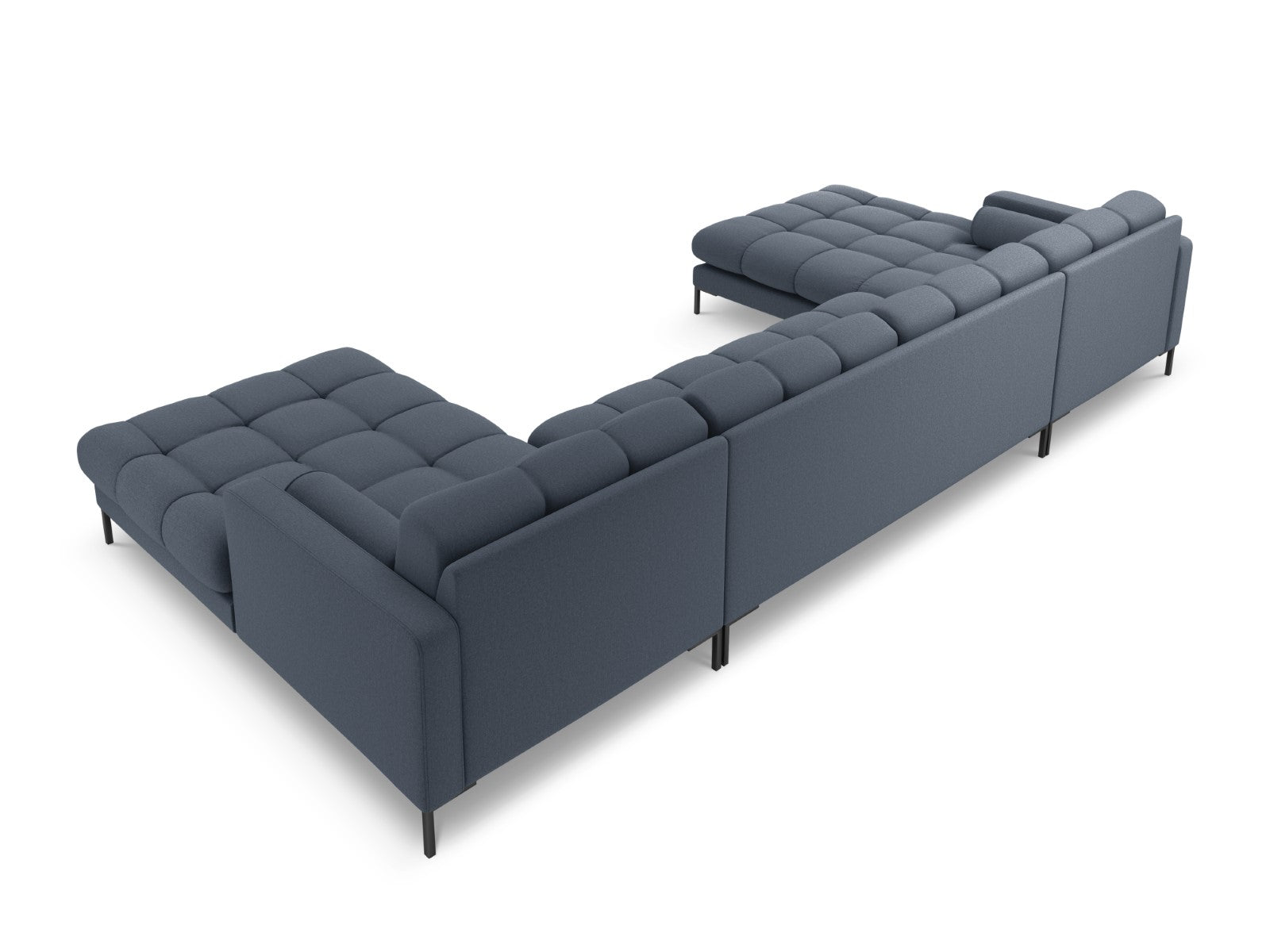 Cosmopolitan Design - Divano panoramico "Bali" 7 posti in tessuto strutturato blu scuro 