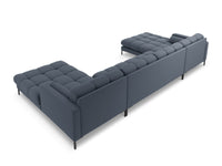 Cosmopolitan Design - Divano panoramico "Bali" 7 posti in tessuto strutturato blu scuro 