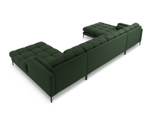 Cosmopolitan Design - Divano panoramico "Bali" 7 posti in tessuto strutturato verde scuro 