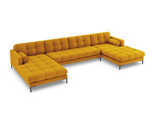 Cosmopolitan Design - Divano panoramico "Bali" 7 posti in tessuto strutturato giallo 