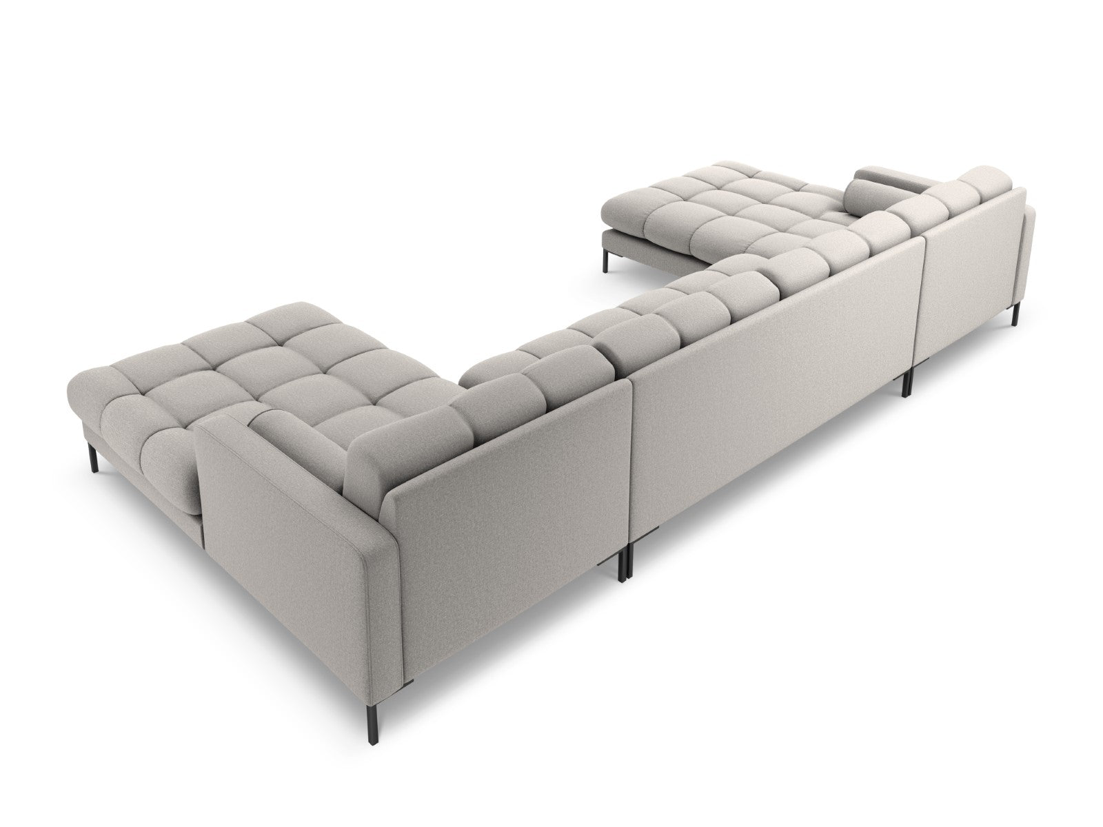 Cosmopolitan Design - Divano panoramico "Bali" 7 posti in tessuto strutturato grigio chiaro 