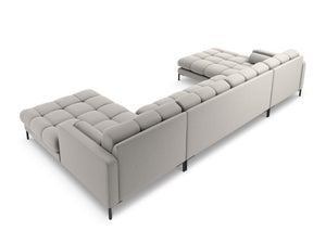 Cosmopolitan Design - Divano panoramico "Bali" 7 posti in tessuto strutturato grigio chiaro 