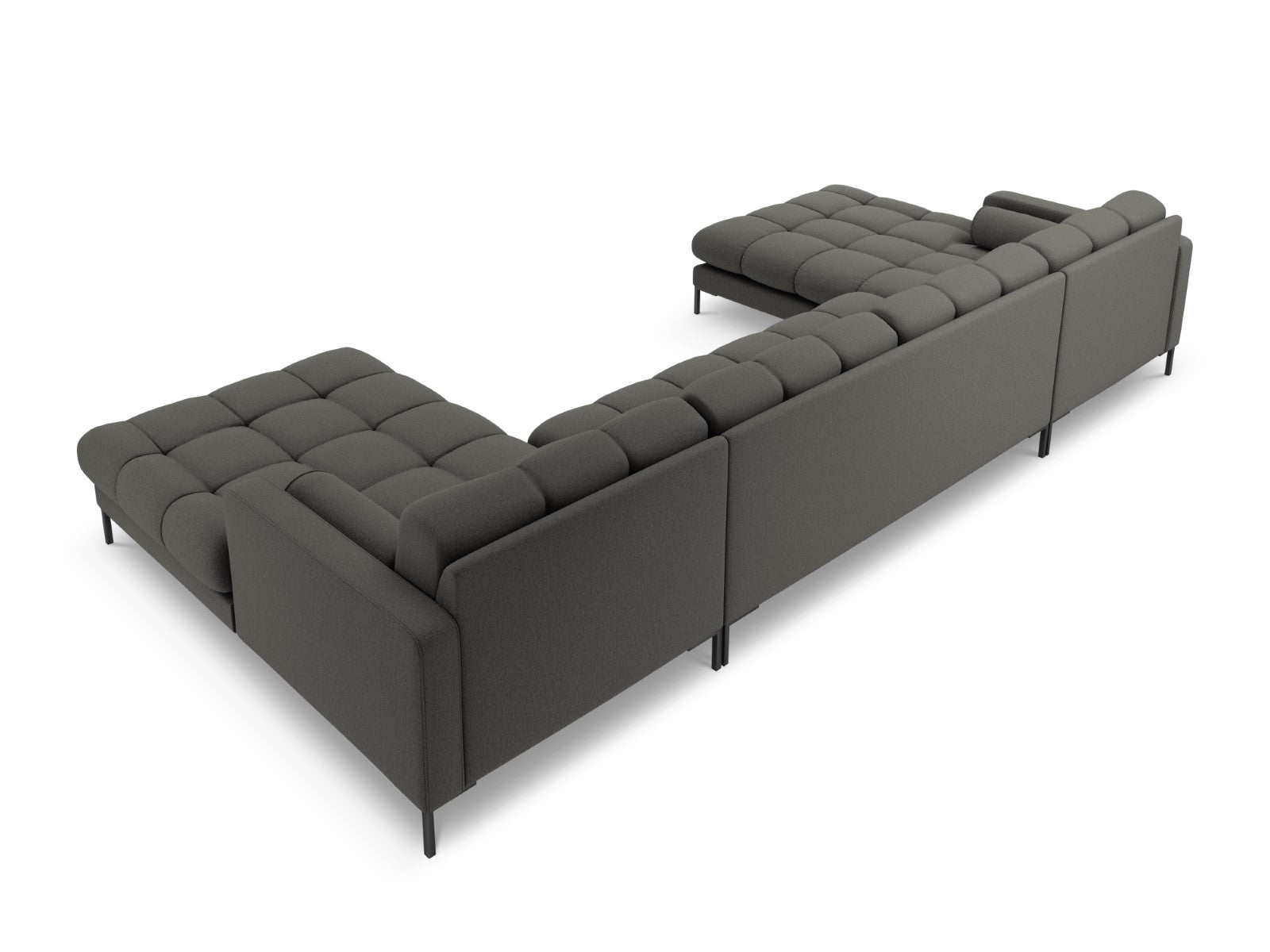 Cosmopolitan Design - Divano panoramico "Bali" 7 posti in tessuto strutturato grigio scuro 