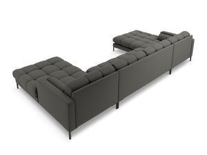 Cosmopolitan Design - Divano panoramico "Bali" 7 posti in tessuto strutturato grigio scuro 