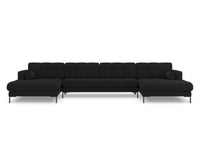 Cosmopolitan Design - Divano panoramico "Bali" 7 posti in tessuto strutturato nero 