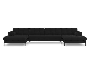 Cosmopolitan Design - Divano panoramico "Bali" 7 posti in tessuto strutturato nero 