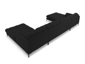 Cosmopolitan Design - Divano panoramico "Bali" 7 posti in tessuto strutturato nero 