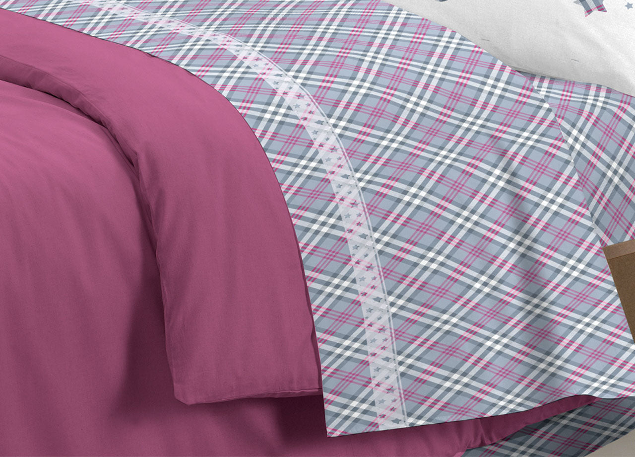 Completo Lenzuola Letto Pensieri Delicati 100% Cotone Dillo Alla Luna - Piazza E Mezza - Rosa