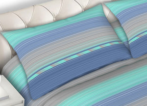 Completo Lenzuola 100% Cotone Made Italy Disegno Frame C.N - Matrimoniale - Blu