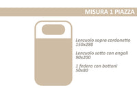 Completo Lenzuola Letto 100% Cotone Made In Italy Disegno Padel - Singolo - Grigio