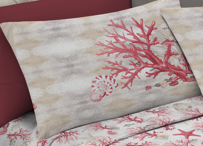 Completo Lenzuola Letto Pensieri Delicati 100% Cotone Dis. Marina New - Singolo - Rosso