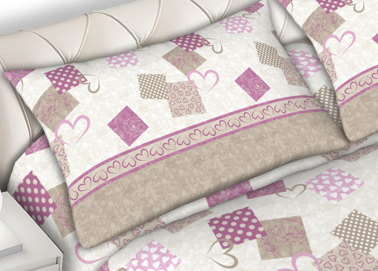 Completo Lenzuola 100% Cotone Made Italy Disegno Style C.N - Piazza e Mezza - Tortora