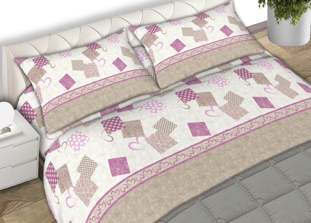 Completo Lenzuola 100% Cotone Made Italy Disegno Style C.N - Piazza e Mezza - Tortora