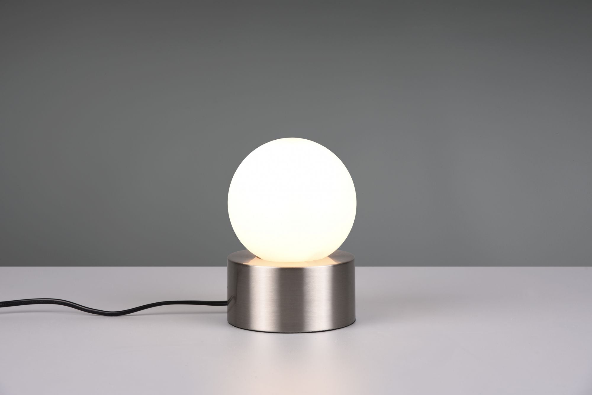 COUNTESS LAMPADA DA TAVOLO BASE IN METALLO ACCIAIO CON VETRO BIANCO ACCENSIONE TOUCH H. 17CM 1 LUCE ATTACCO E14