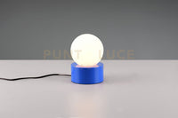 COUNTESS LAMPADA DA TAVOLO BASE IN METALLO BLU CON VETRO BIANCO ACCENSIONE TOUCH H. 17CM 1 LUCE ATTACCO E14