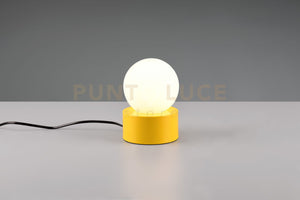 COUNTESS LAMPADA DA TAVOLO BASE IN METALLO GIALLO CON VETRO BIANCO ACCENSIONE TOUCH H. 17CM  1 LUCE ATTACCO E14