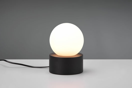 COUNTESS LAMPADA DA TAVOLO BASE IN METALLO NERO CON VETRO BIANCO ACCENSIONE TOUCH H. 17CM 1 LUCE ATTACCO E14
