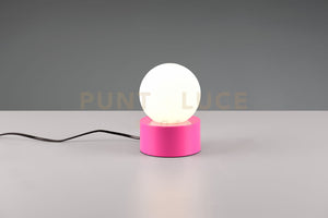 COUNTESS LAMPADA DA TAVOLO BASE IN METALLO ROSA CON VETRO BIANCO ACCENSIONE TOUCH H. 17CM  1 LUCE ATTACCO E14