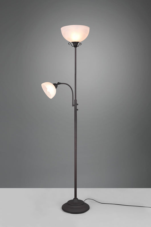 COUNTRY PIANTANA CON LAMPADA LETTURA ANTIC CURVA+VE H.184CM 2 LUCI ATTACCO E14-E27