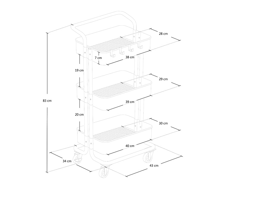 Carrellino cucina portaoggetti carrellino con ruote salvaspazio – Leo