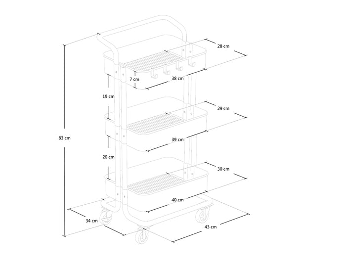 Carrellino cucina portaoggetti carrellino con ruote salvaspazio – Leo