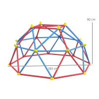 Cupola per Arrampicata Bambini 3-8 Anni, Struttura in Metallo per 4 Bimbi, Ø183x90cm, Multicolore