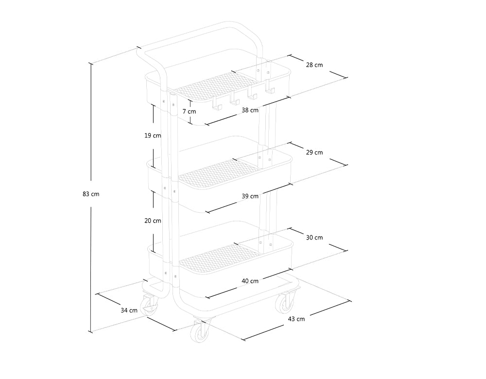 Carrellino cucina portaoggetti carrellino con ruote salvaspazio – Leo