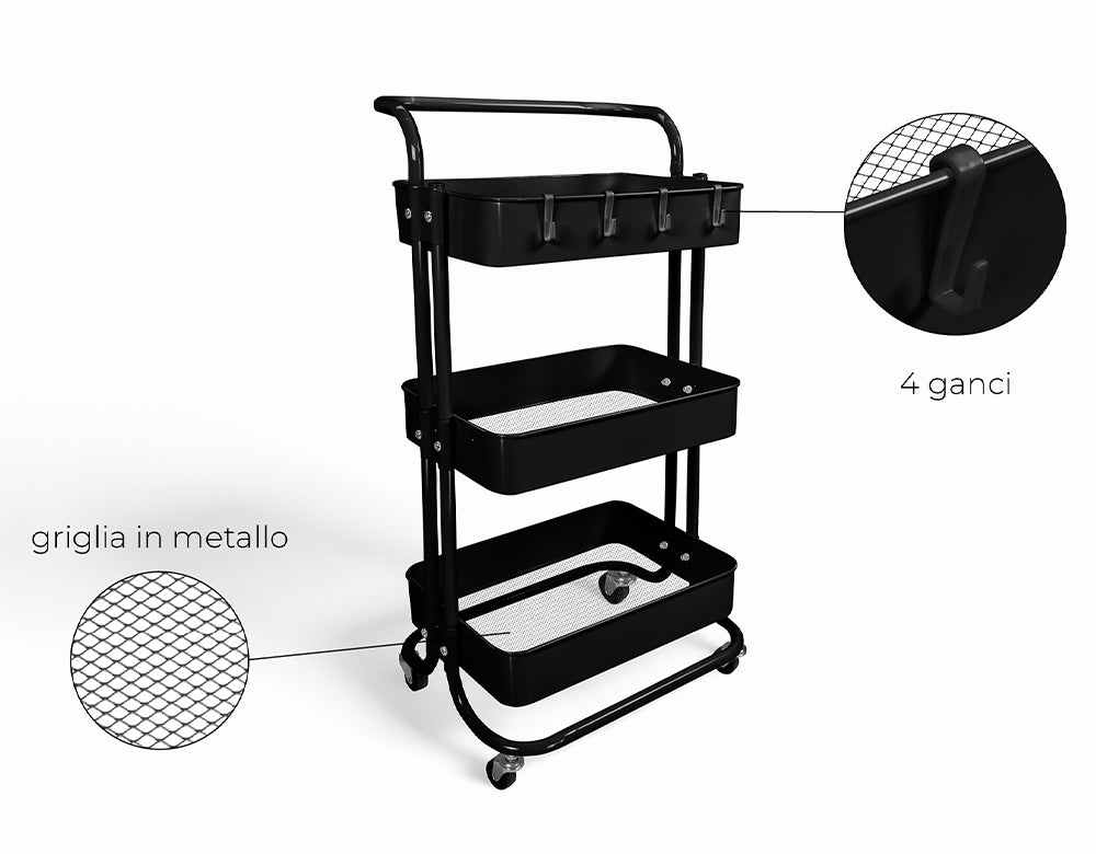 Carrellino cucina portaoggetti carrellino con ruote salvaspazio – Leo
