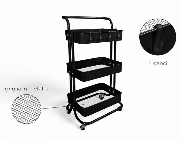 Carrellino cucina portaoggetti carrellino con ruote salvaspazio – Leo