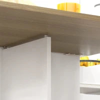 Tavolo Rettangolare Allungabile con 2 Cassetti e un Armadietto in Legno, 140x76x74 cm, Bianco e Color Legno