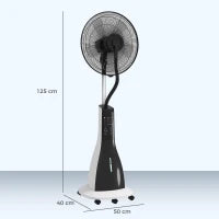 Ventilatore a Nebulizzazione da 3L a 3 Modalità e 3 Velocità, in Plastica e Metallo, 50x40x125 cm, Bianco e Nero