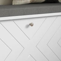 Panca per Scarpe con Cassetto Ribaltabile, Cuscino per Seduta e Ripiano Regolabile, 100 x 26 x 44,5 cm, Bianco