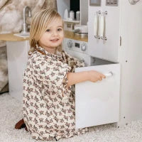 Cucina Giocattolo in Legno per Bambini 3-6 Anni con 14 Accessori, Forno e Lavandino, 82x65x87 cm, Bianco