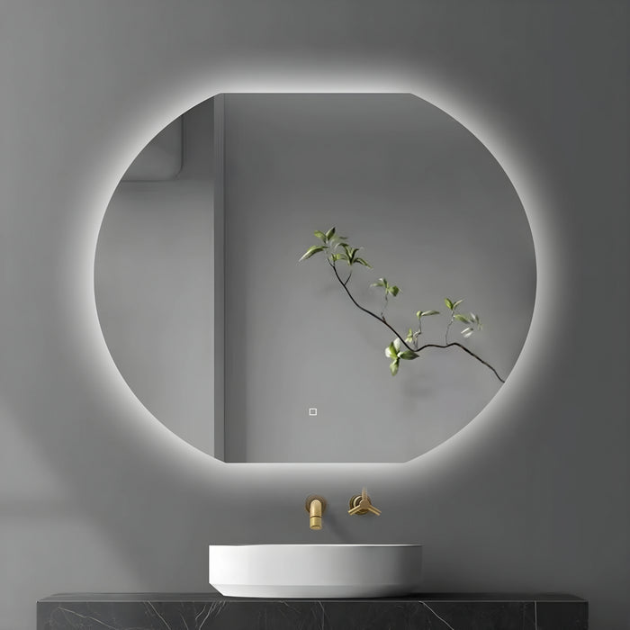 Specchio 5 mm semicircolare retroilluminato led interruttore touch *** misure 80x80 cm, tonalità dimmerabile 2700-45...
