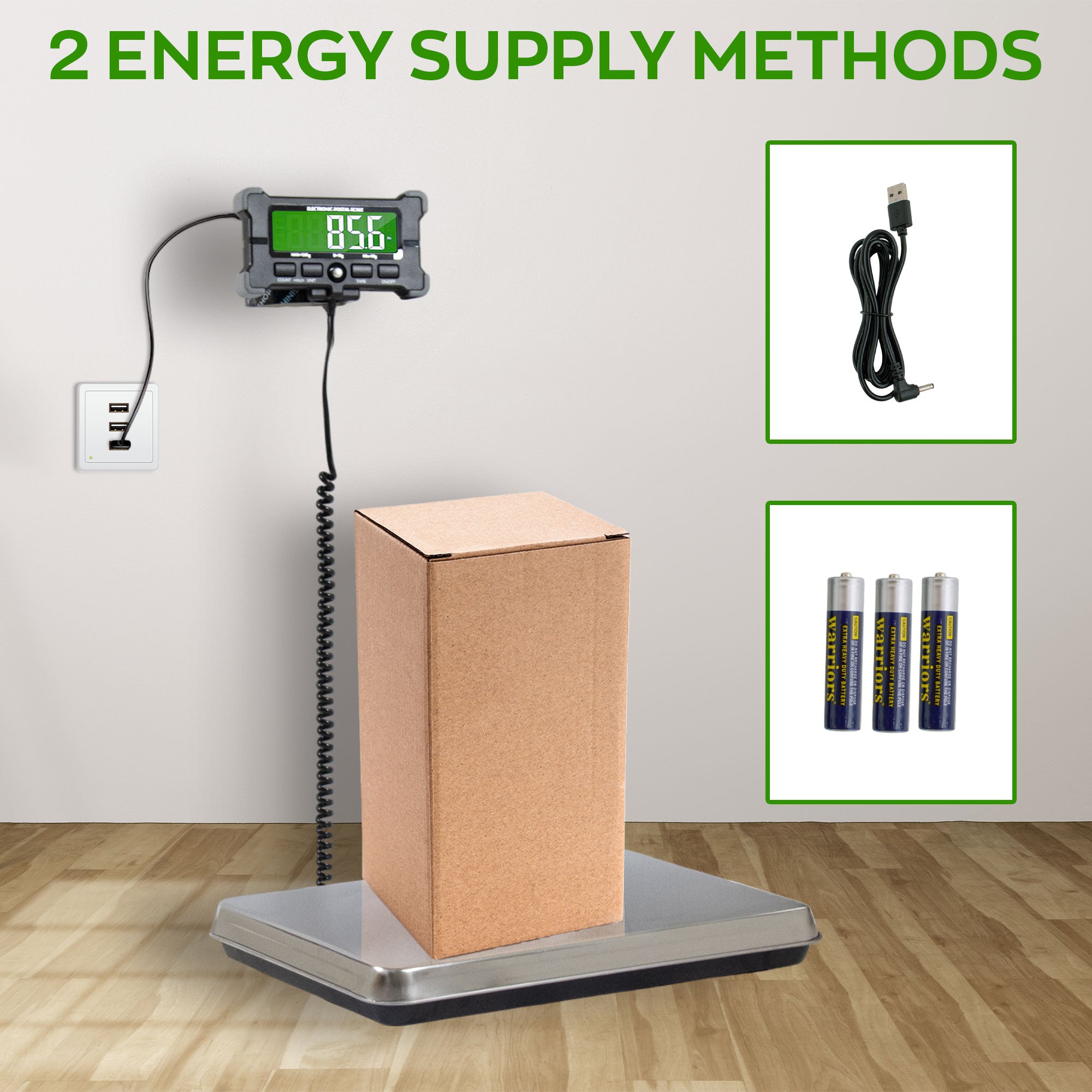 Denagram - Bilancia Industriale Pesa Pacchi 120Kg con Display LCD a Batteria e USB