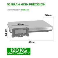 Denagram - Bilancia Industriale Pesa Pacchi 120Kg con Display LCD a Batteria e USB