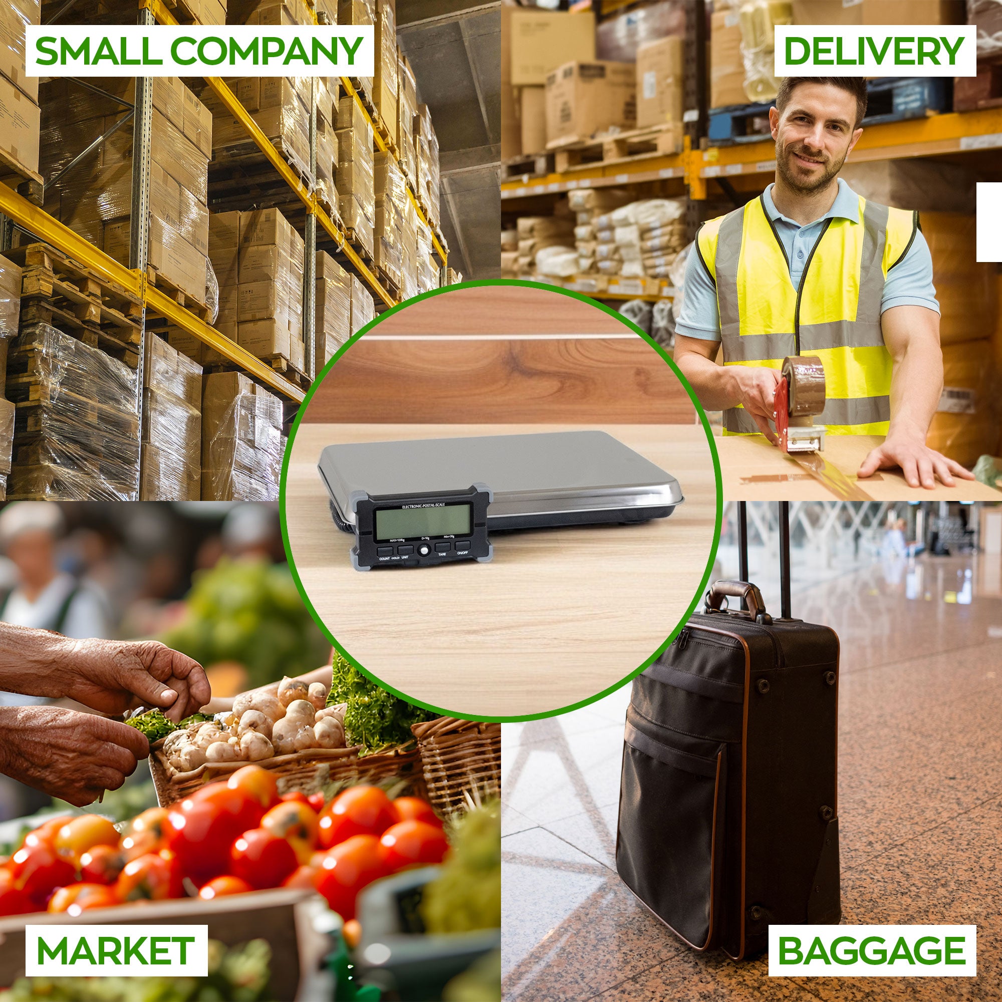 Denagram - Bilancia Industriale Pesa Pacchi 120Kg con Display LCD a Batteria e USB