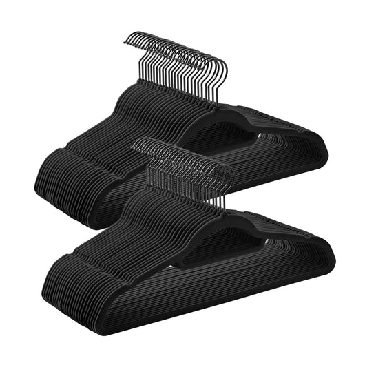 Grucce in velluto confezione da 50 antiscivolo con ganci girevoli lunghezza 45 cm per cappotti abiti pantaloni cravatte nero 12_0005078