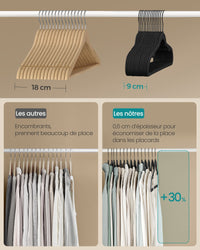 Grucce in velluto confezione da 50 antiscivolo con ganci girevoli lunghezza 45 cm per cappotti abiti pantaloni cravatte nero 12_0005078