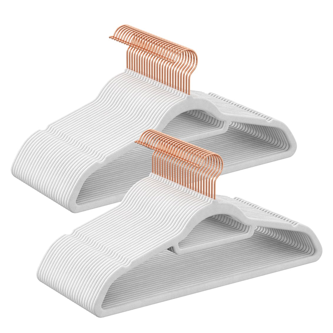 Set di 30 grucce in velluto antiscivolo con ganci girevoli color oro rosa lunghezza 45 cm per cappotti abiti pantaloni cravatte bianco 12_0005077