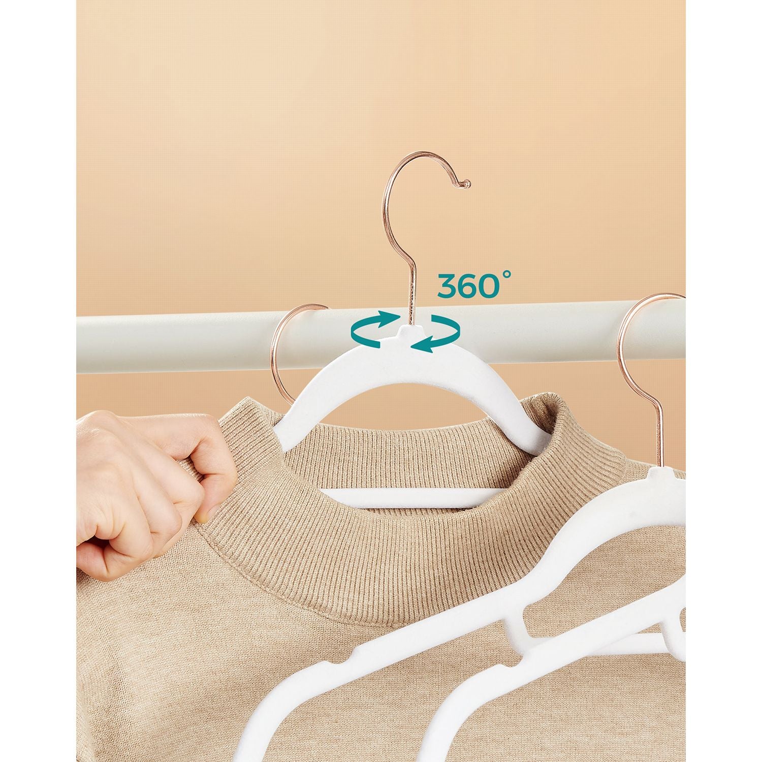 Set di 30 grucce in velluto antiscivolo con ganci girevoli color oro rosa lunghezza 45 cm per cappotti abiti pantaloni cravatte bianco 12_0005077