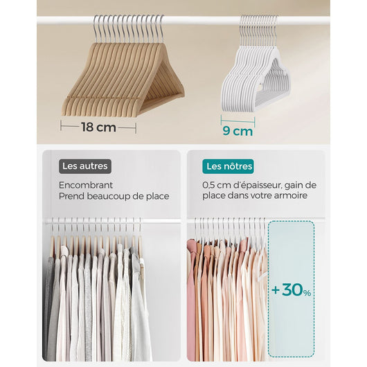 Grucce in velluto set da 30 pezzi antiscivolo con tacche barra per pantaloni gancio girevole a 360° salvaspazio spessore 06 cm lunghezza 43 cm grigio 12_0005080