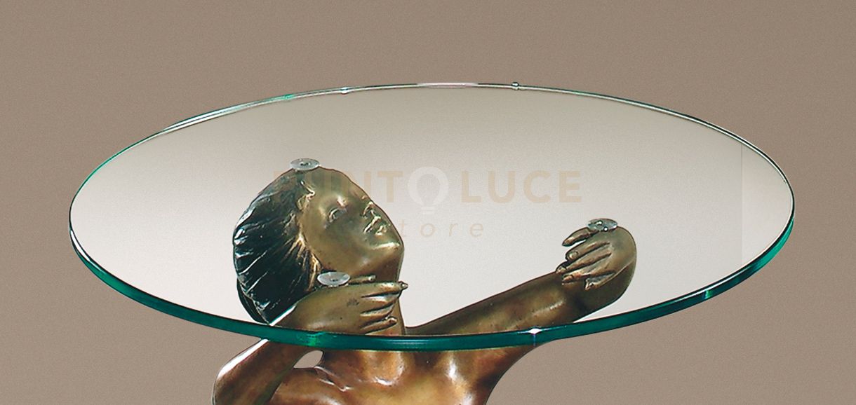 BRONZE Solo cristallo trasparente Ø 50 x SP 1,2 cm PER ARTICOLO B484 Tavolino in bronzo senza cristallo