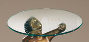 BRONZE Solo cristallo trasparente Ø 50 x SP 1,2 cm PER ARTICOLO B484 Tavolino in bronzo senza cristallo